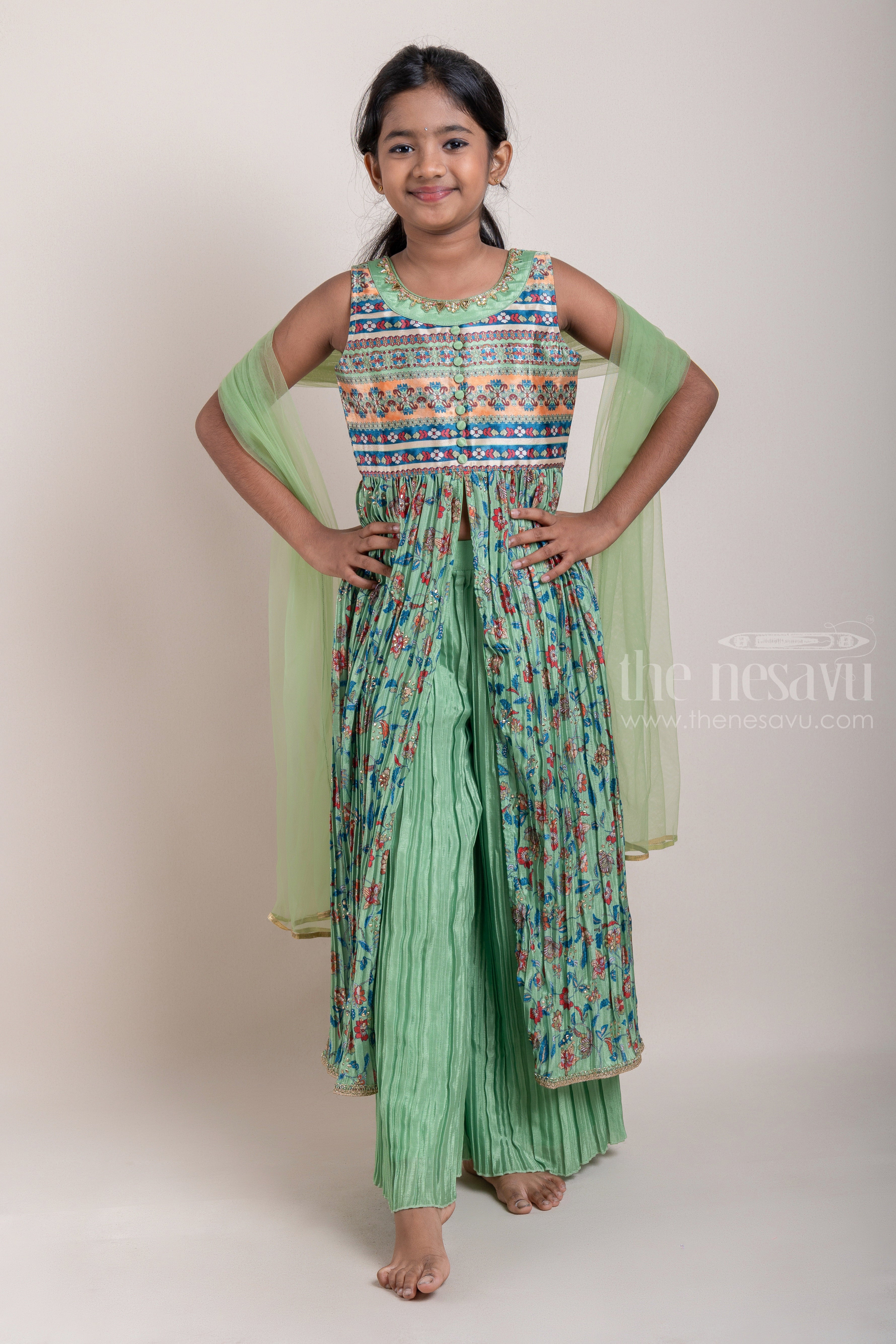 This Kurti Plazzo And Duppata Set Georgette Fabric With Sequence Work